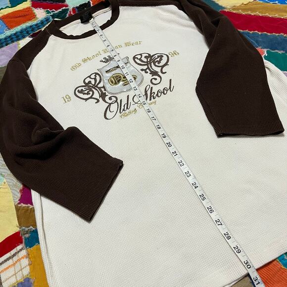 Old Skool Y2K Mocha Colorway Embroidered Thermal Longsleeve XL - Picture 5 of 7